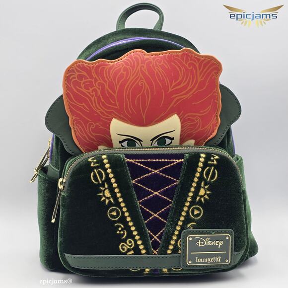 Loungefly Disney Hocus Pocus Velvet Cosplay Winifred mini Backpack - Picture 1 of 5